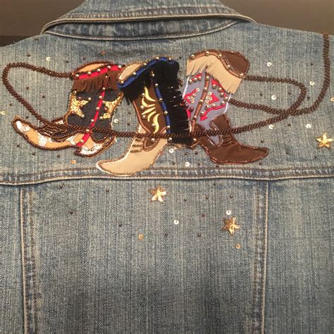 Berer Womans Western Cowgirl Boots Embellished Denim Gem