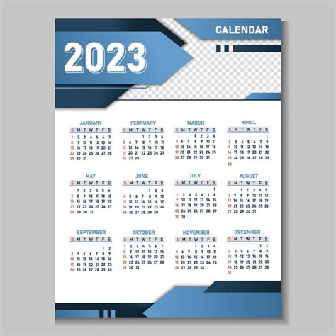 Blue Theme 2023 Calendar Template 15379826 Vector Art at Vecteezy