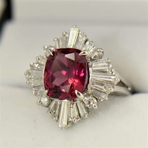 Raspberry Red Rhodolite Garnet Diamond Cocktail Ring Exquisite