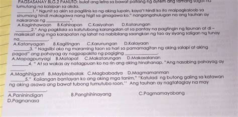 Pagsasanay Blg Panuto Isulat Ang Letra Sa Studyx