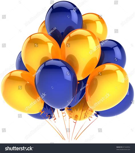 Balloons Birthday Party Decoration Yellow Blue Stock Illustration ...