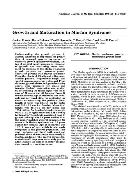 Fillable Online Growth And Maturation In Marfan Syndrome Fax Email Print Pdffiller