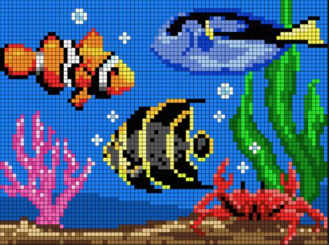 Perler Bead Tropical Fish Aquarium Pixel Art Patterrns Pixel Art Shop