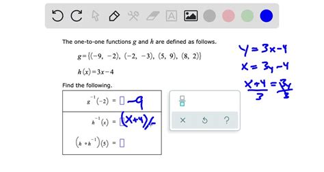 Solved The One To One Functions G And H Are Defined As Follows G 9 2 2 35982