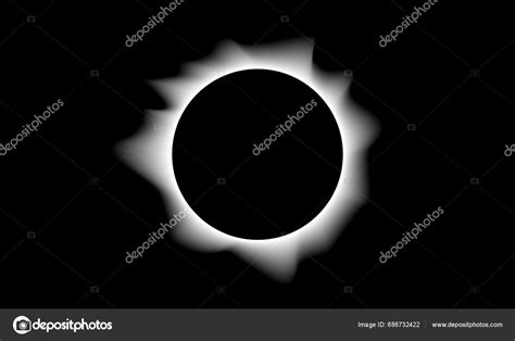 Total Eclipse Sun Vector Solar Corona Total Eclipse Black White Stock