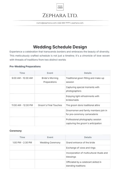 Free Wedding Schedule Design Template to Edit Online