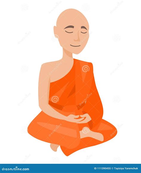 Buddhist Monk Meditating Vector Illustration Royalty Free Cartoon