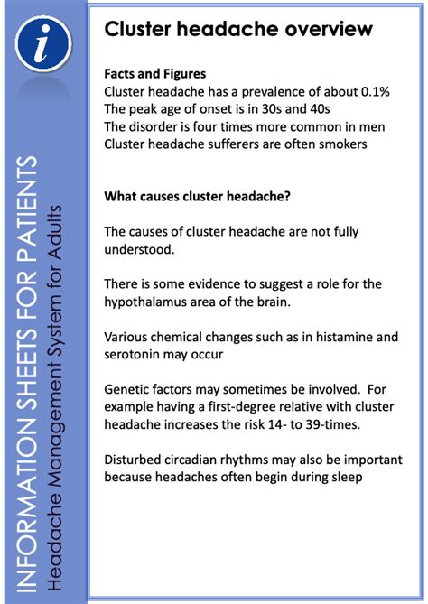 Patient Information Leaflets Headache Uk