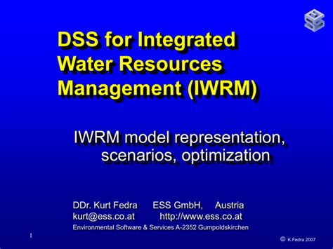 Dss For Integrated Water Resources Management Iwrm