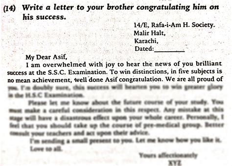 SOLUTION: Write a letter to your brother congratulating him on his