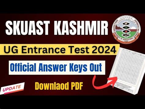 SKUAST Kashmir Official Answer Keys Released For UET UG 2024 Full PDF