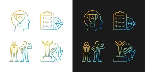 Intrinsic Motivation Gradient Icons Set For Dark And Light Mode Need