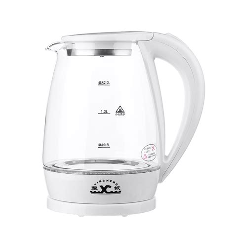 New 2 Litre Electric Glass Kettle Water Illuminated Cord White Boiled Kettle Home Kitchen Tool