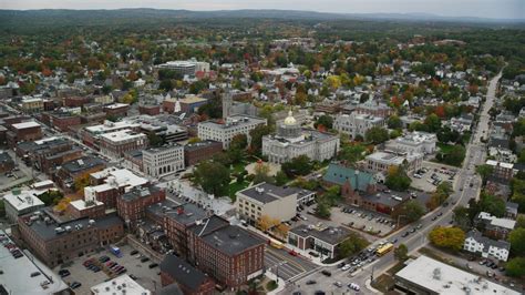 6K Stock Footage Aerial Video Orbiting New Hampshire State House