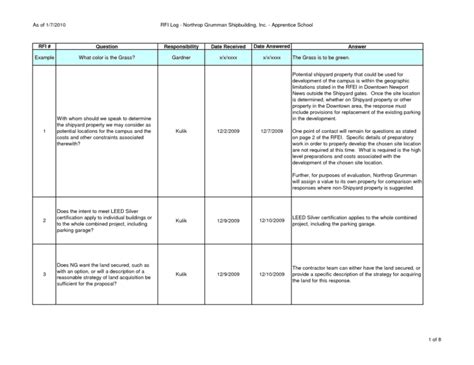 8 Construction RFI Templates Word Excel Fomats