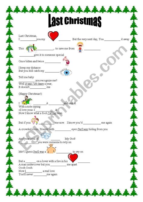 Last Christmas Esl Worksheet By Anezob