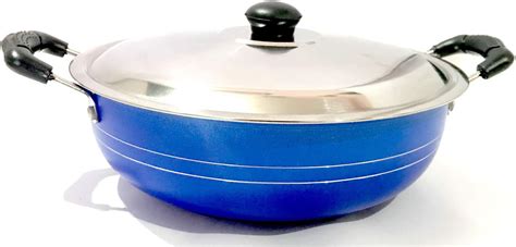 Induction Base Non Stick Aluminum Deep Kadai With Glass Lid