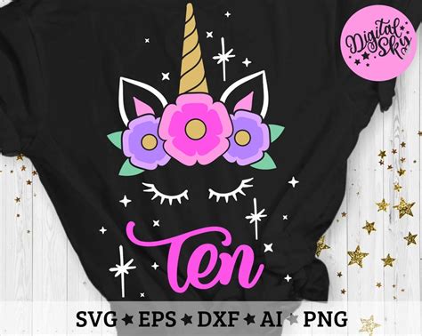 Unicorn Th Birthday Svg Unicorn Birthday Svg Tenth Etsy