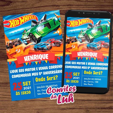 Convite Digital Personalizado Aniversário Hot Wheels Elo7