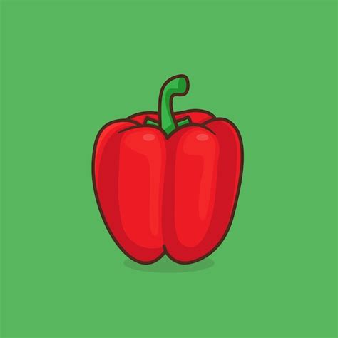 Uma Pimenta Vermelha Dos Desenhos Animados Um Fundo Verde Vetor