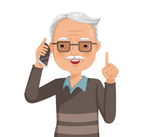 Senior Man Talking On Phone Illustrations Royalty Free Vector Graphics