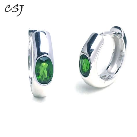 Csj Boucles D Oreilles Diopside En Argent Sterling Pour Femmes En