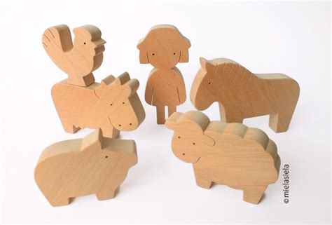 Wooden Toy Farm Animals Farm set Barnyard farm by mielasiela