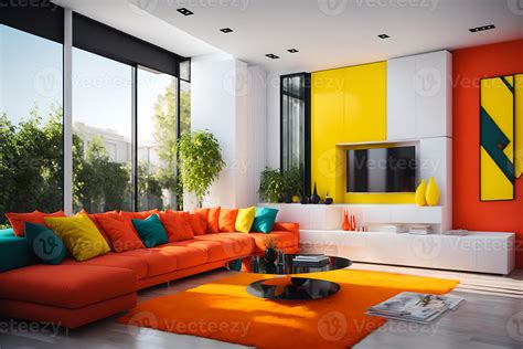 modern living room in bright colors, 23132417 Stock Photo at Vecteezy