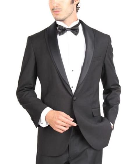 Slim Fit Single Button Shawl Collared Tuxedo