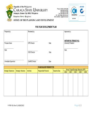 Fillable Online FIVE YEAR DEVELOPMENT PLAN Fax Email Print PdfFiller