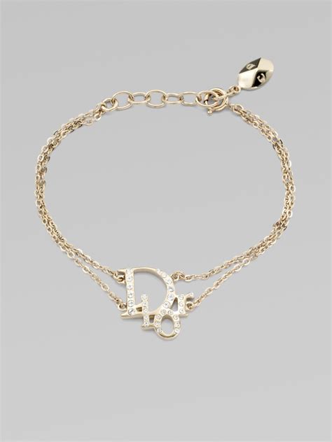 Dior Crystal Accented Signature Logo Bracelet in Metallic | Lyst