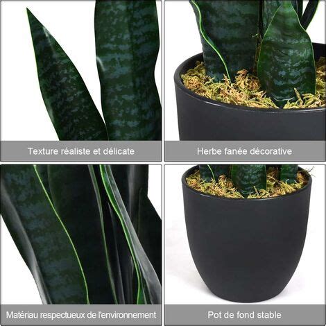 Costway Plante Artificielle Sansevieria Cm Avec Pot Feuilles