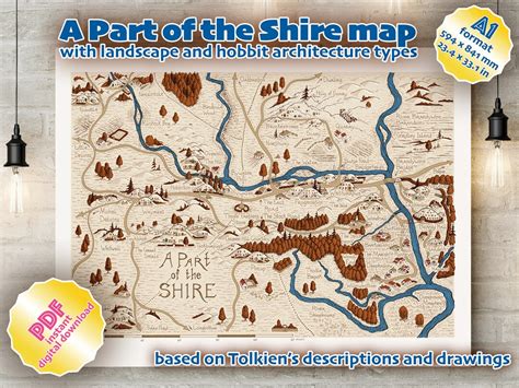 A Part Of The Shire Detailed Map Pdf A1 Size In Colour Etsy