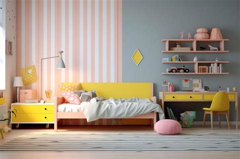 Premium Ai Image Modern Child Bedroom Interior Design In House With