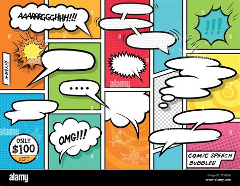 Comic Book Speech Bubbles A Set Of Colourful And Retro Comic Book