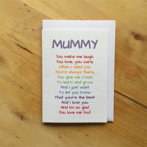 I Love You Mummy Mommy Card Mummy Poem Card Etsy Uk