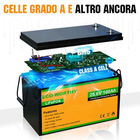 Eco Worthy V Ah Lifepo Batteria Al Litio Ricaricabile Con Oltre