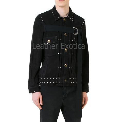 Stud Design Suede Leather Jacket Leatherexotica