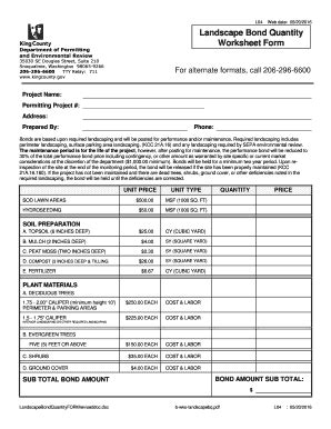 Fillable Online BOND QUANTITY FORM FRM Kingcounty Gov Fax Email Print