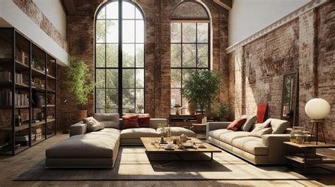 Premium AI Image | A_minimalist_loft_apartment_with_exposed_brick_walls_hig