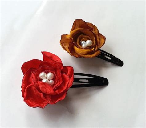 DIY Fabric Flower Hair Clips | AllFreeJewelryMaking.com