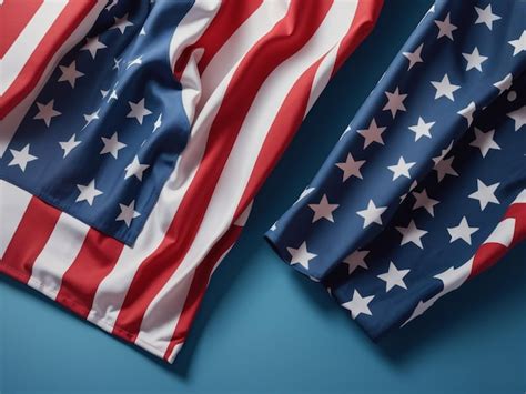 Premium AI Image Patriotic Pride With Two American Flags On Blue