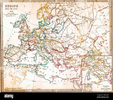 5th cetnury Map of Europe After 476Ad Stock Photo - Alamy