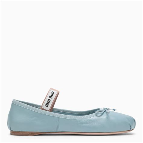 Miu Miu Blue Leather Ballerina Lyst