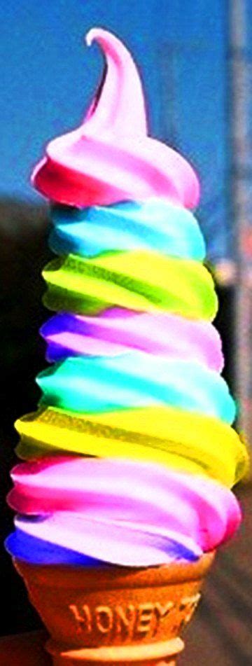 Rainbow Color Soft Serve Ice Cream Cone ¯` • ¸de L Arc En Ciel¸ • ´¯ Rainbow Ice Cream Soft