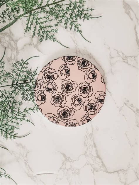 Floral Ceramic Coaster Set, Coffee Table Decor, Rose Art Print Set ...