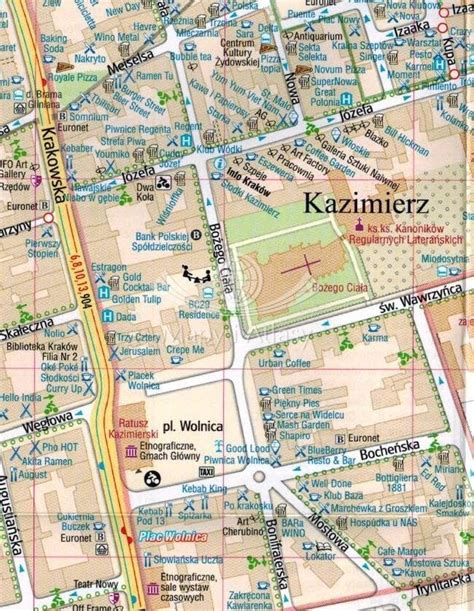 Krak W Stare Miasto I Kazimierz Mapa Plan Miasta Gauss