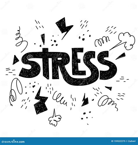 Hand Drawn Hatching Lettering Word Stress In Vector Stock Vector