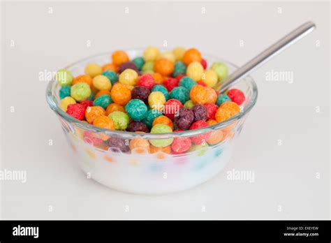 A Bowl Of Colourful Trix Cereal A Kiddie Breakfast Cereal Produced By