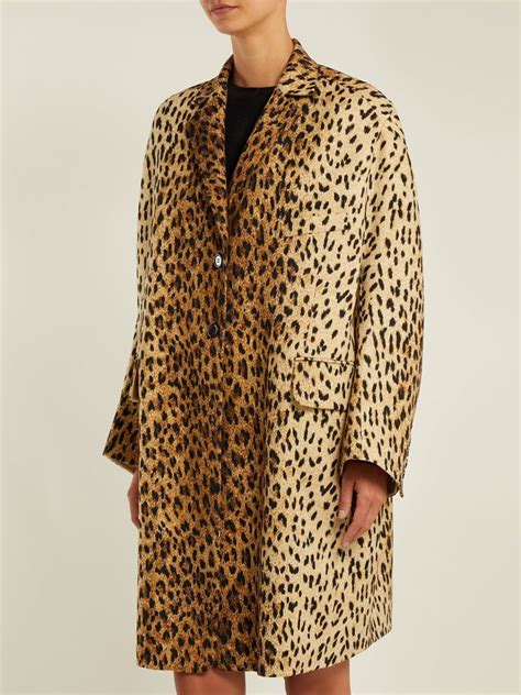 Valentino Leopard Print Wool Blend Coat Wool Blend Coat Online